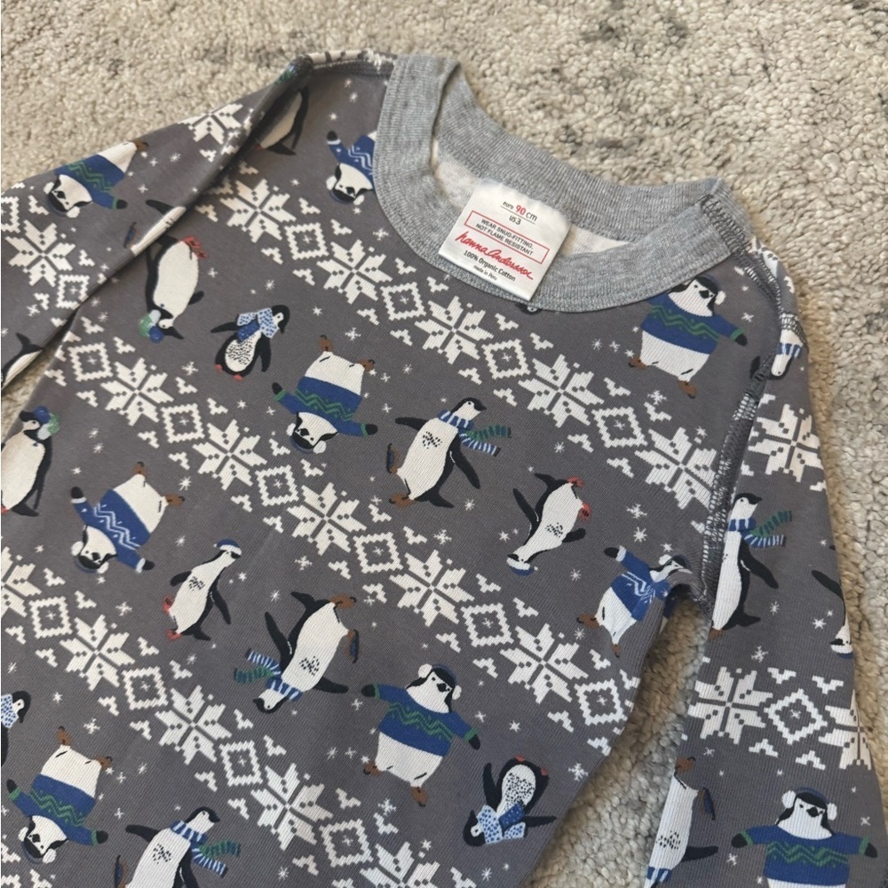 Hanna Andersson Penguin Winter Pajama Set – Size 3T Organic Cotton - Picture 2 of 4